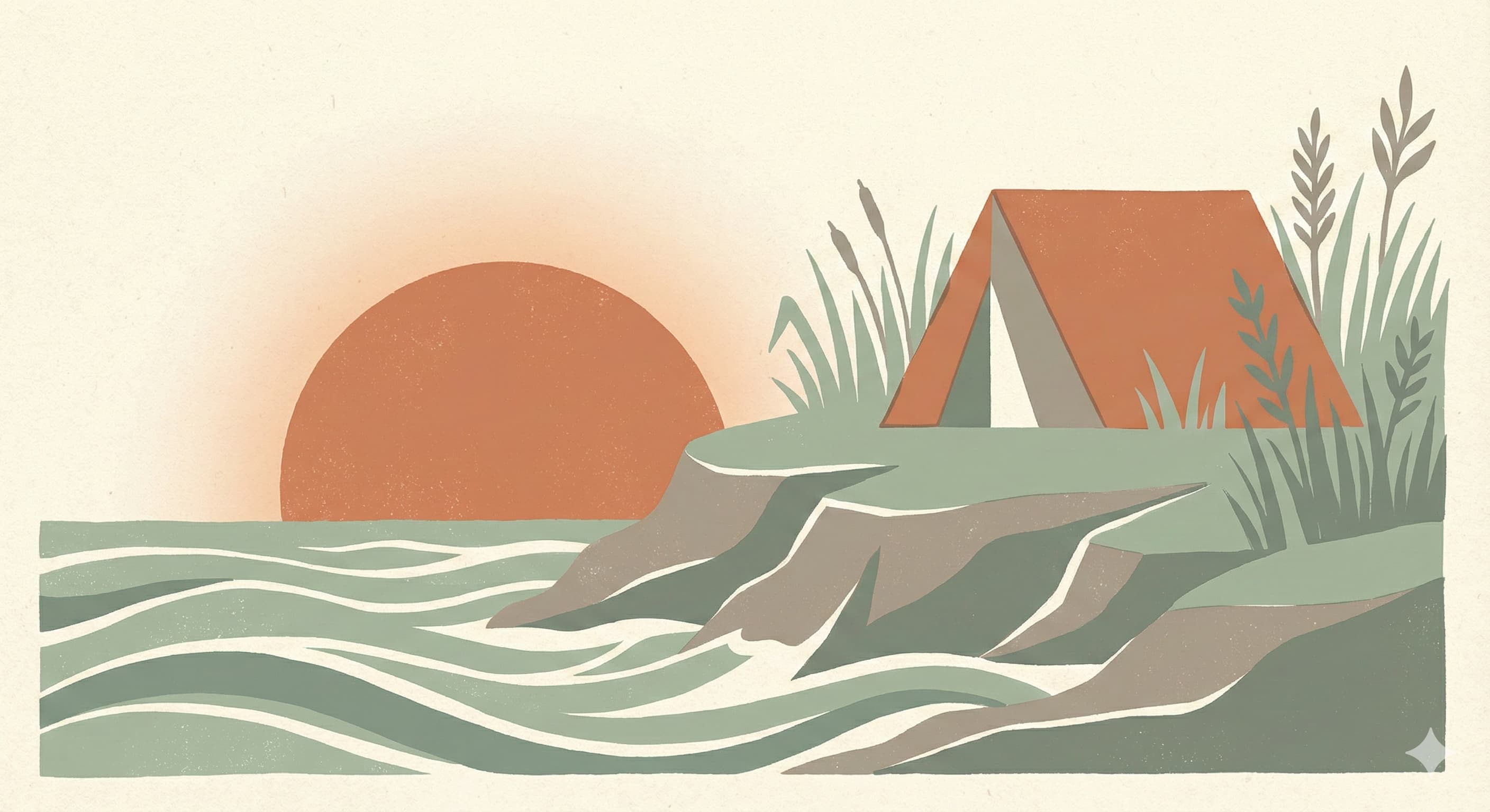 Beach camping illustration